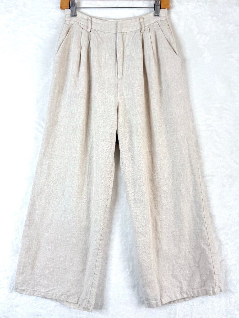 DISSH Holden Natural Linen Pleated Summer Resort Relaxed Wide Leg Pants 4